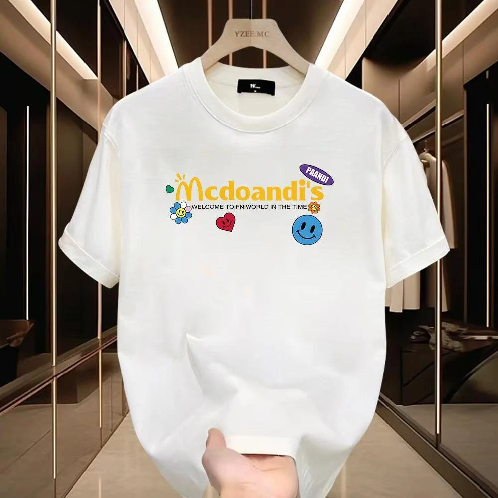 雅鹿夏季男士纯棉短袖t恤男女同款圆领潮流韩版宽松百搭印花半袖