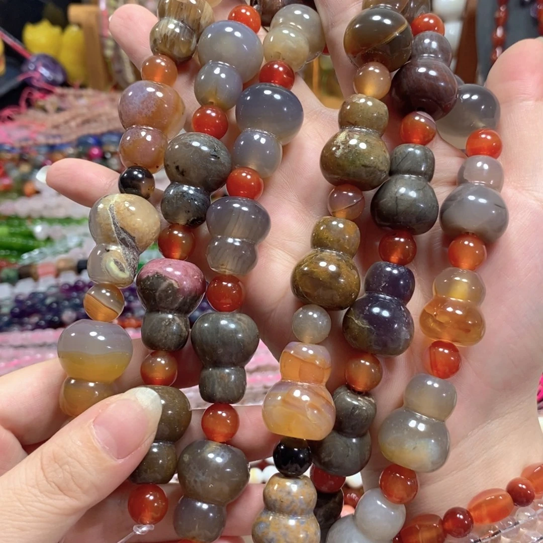 玛瑙/玉髓未镶嵌珠宝半成品玛瑙葫芦一条卡20mm