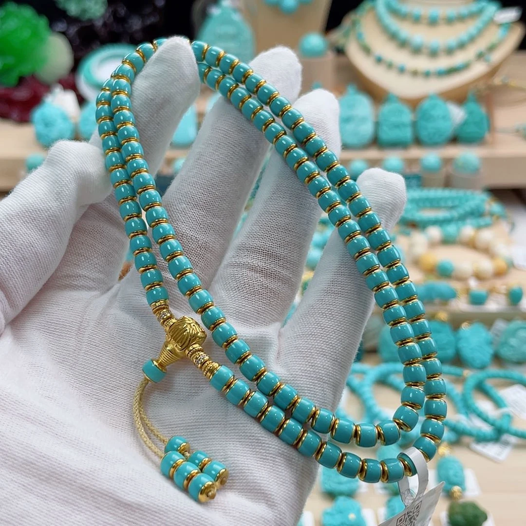 绿松石18K金镶嵌珠宝奇石