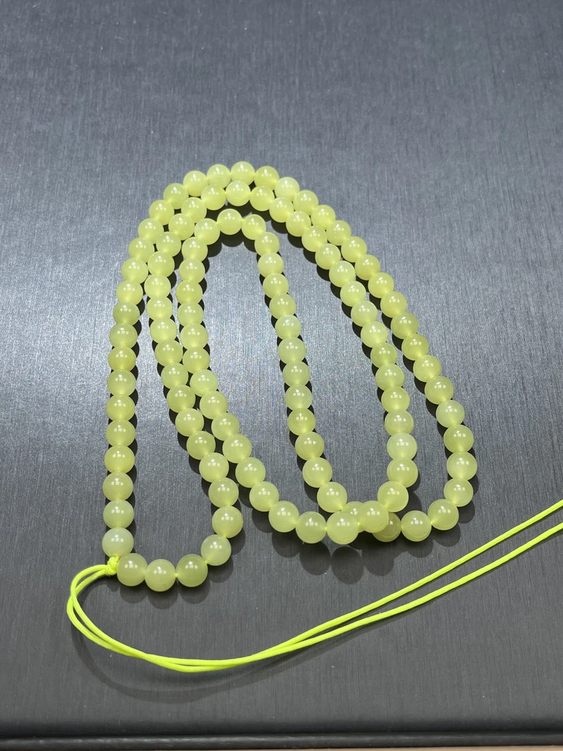 和田玉新疆若羌黄口卡六108颗项链挂件链