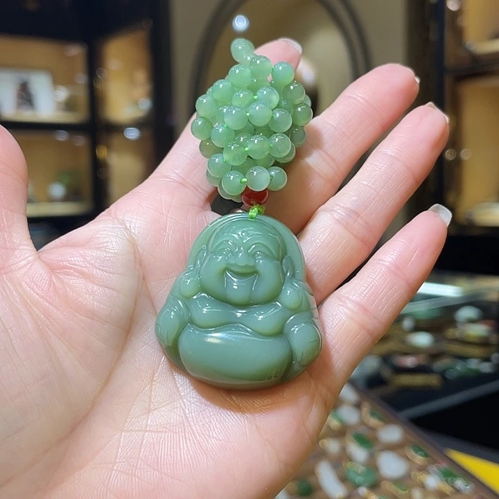 颈饰未镶嵌和田玉佛含5mm珠链