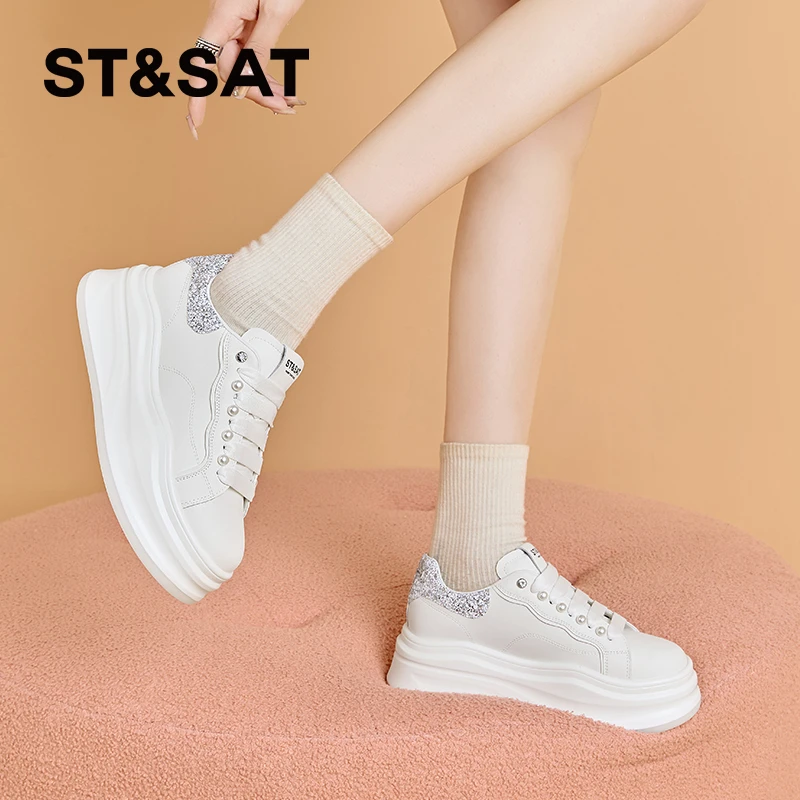 星期六厚底爆款小白鞋女2025春秋新款百搭简约通勤板鞋运动休闲鞋