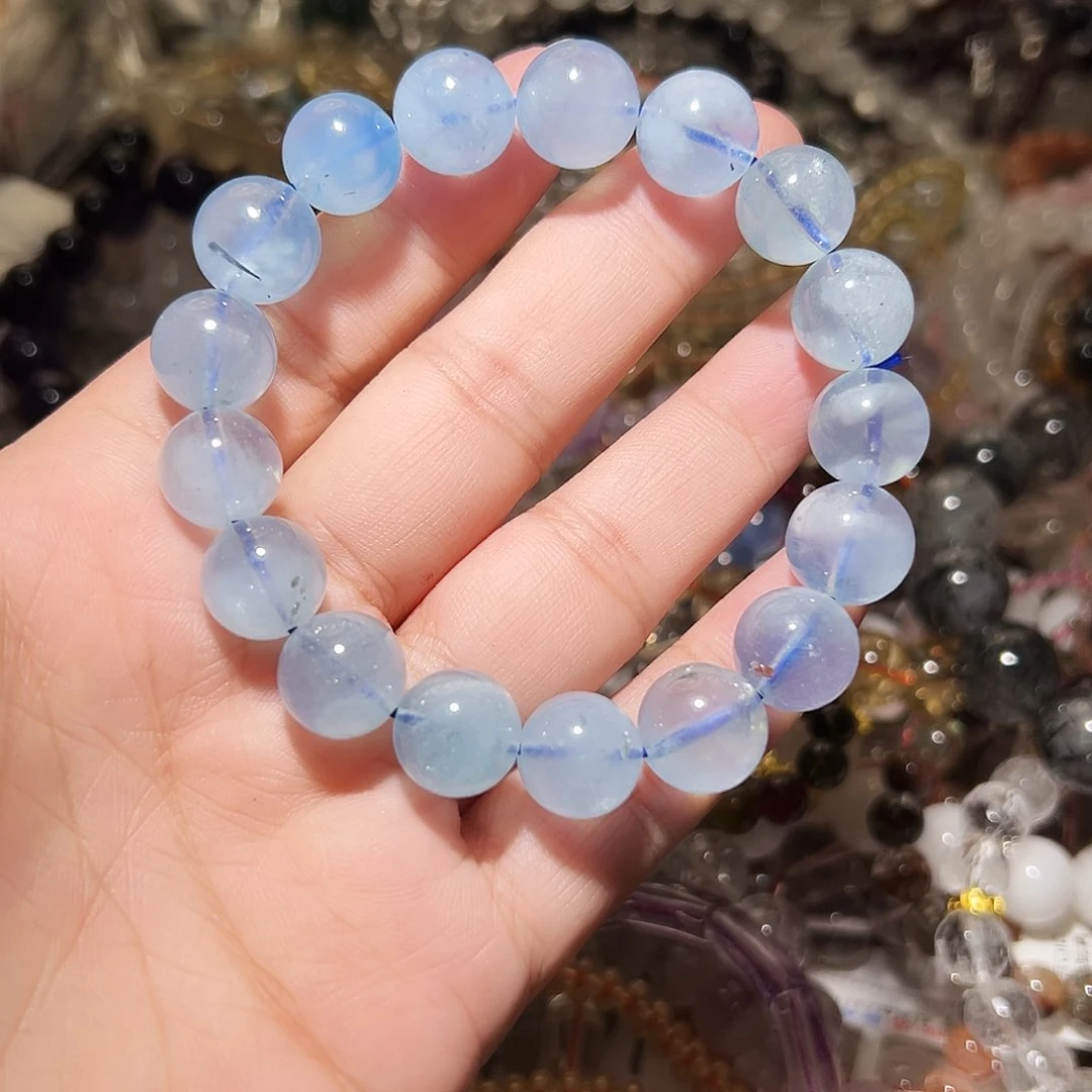 水晶手链未镶嵌海蓝宝12毫米