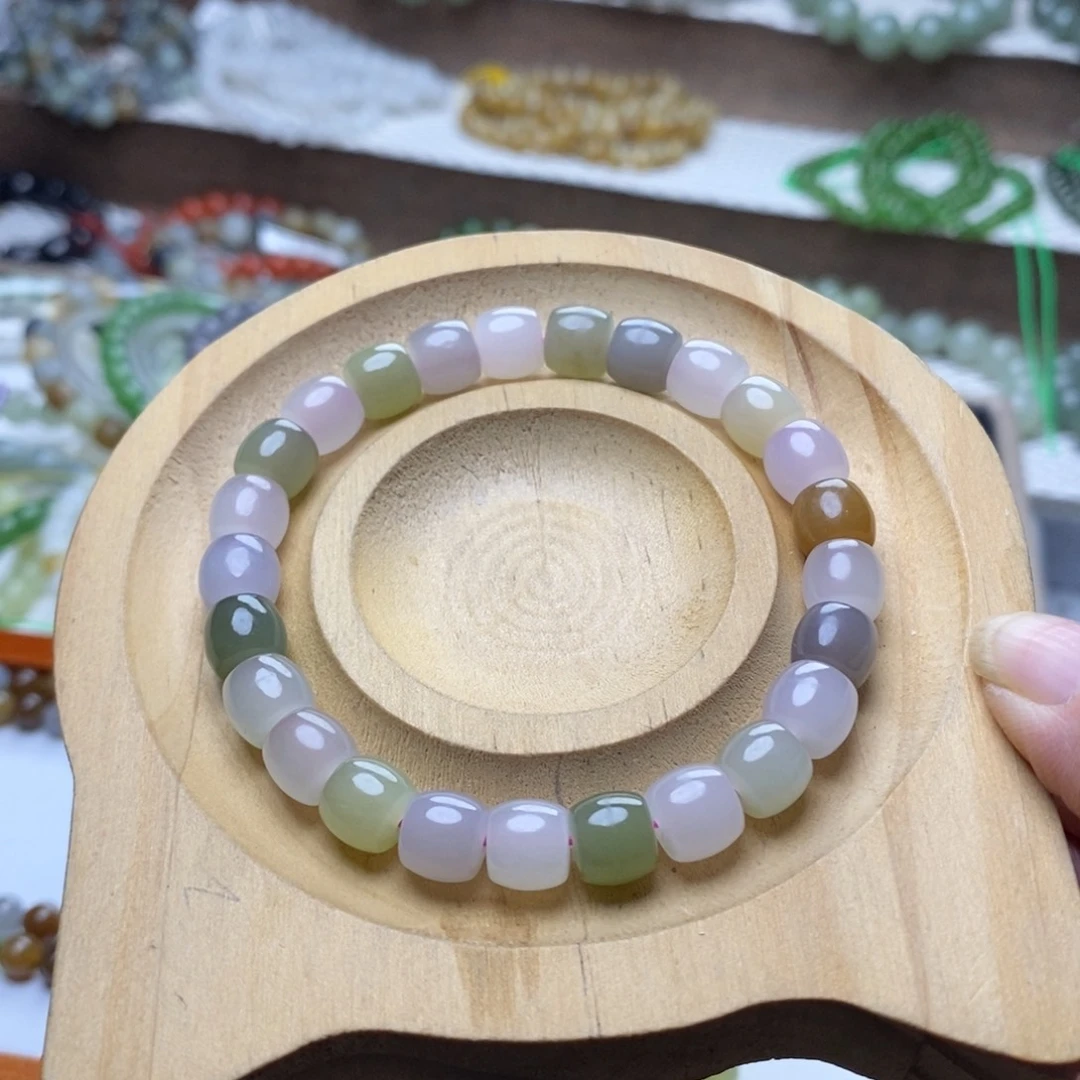 手串未镶嵌和田玉8mm马卡龙多宝直切