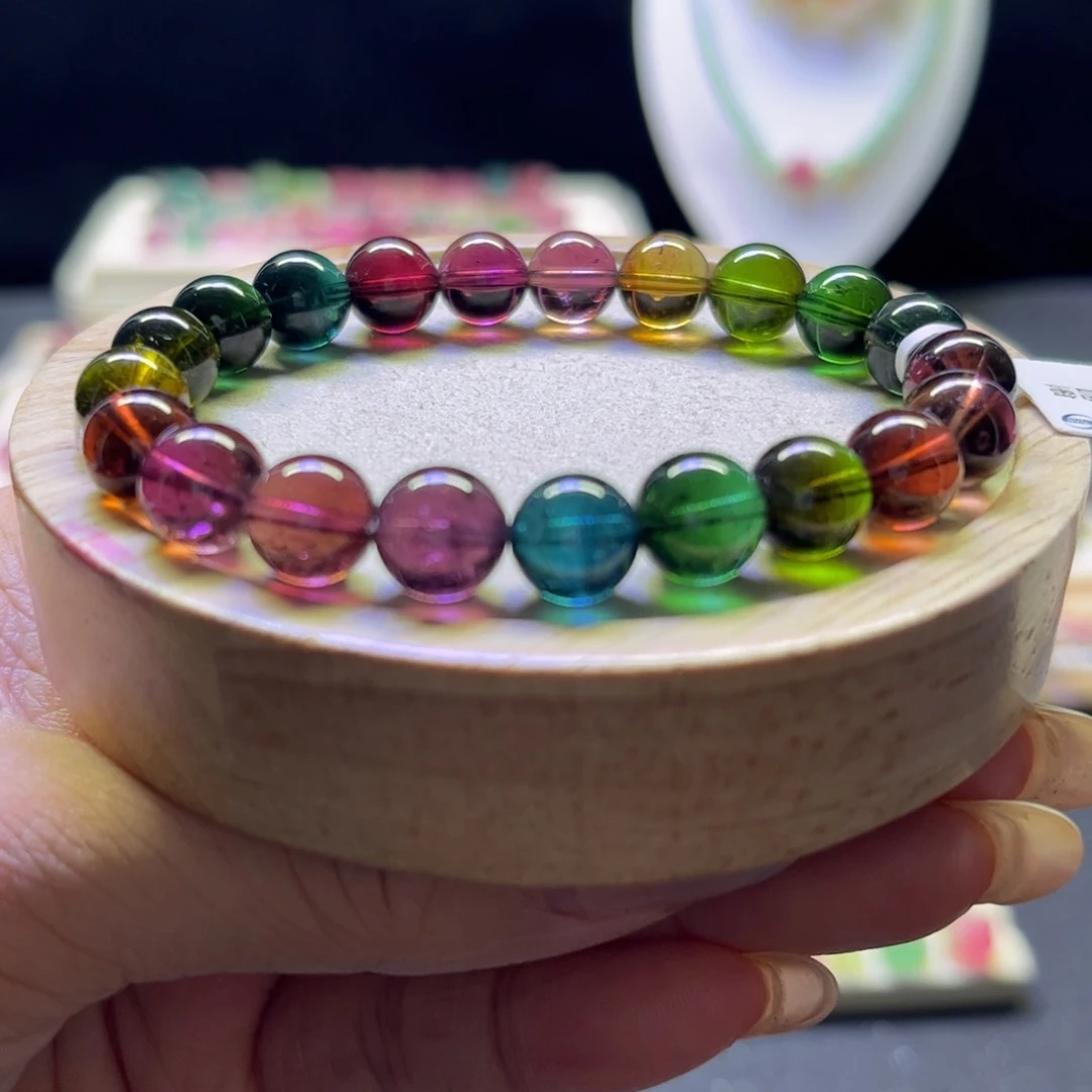 碧玺手链未镶嵌老矿9.2mm