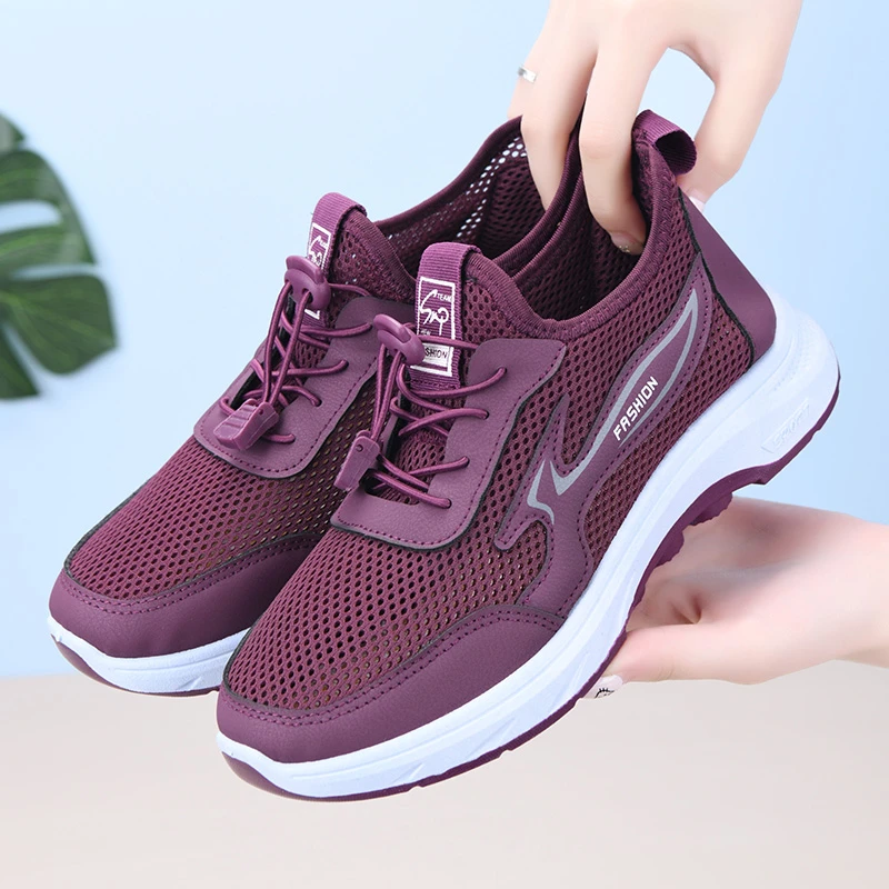 夏季老北京布鞋女透气网面妈妈鞋休闲运动鞋中老年软底防滑健步鞋