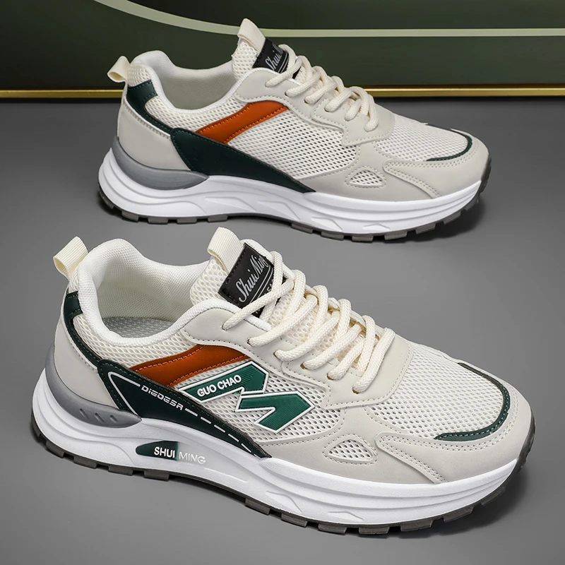 夏季新款单网镂空透气老爹鞋学生百搭软底鞋子男防滑耐磨休闲男鞋