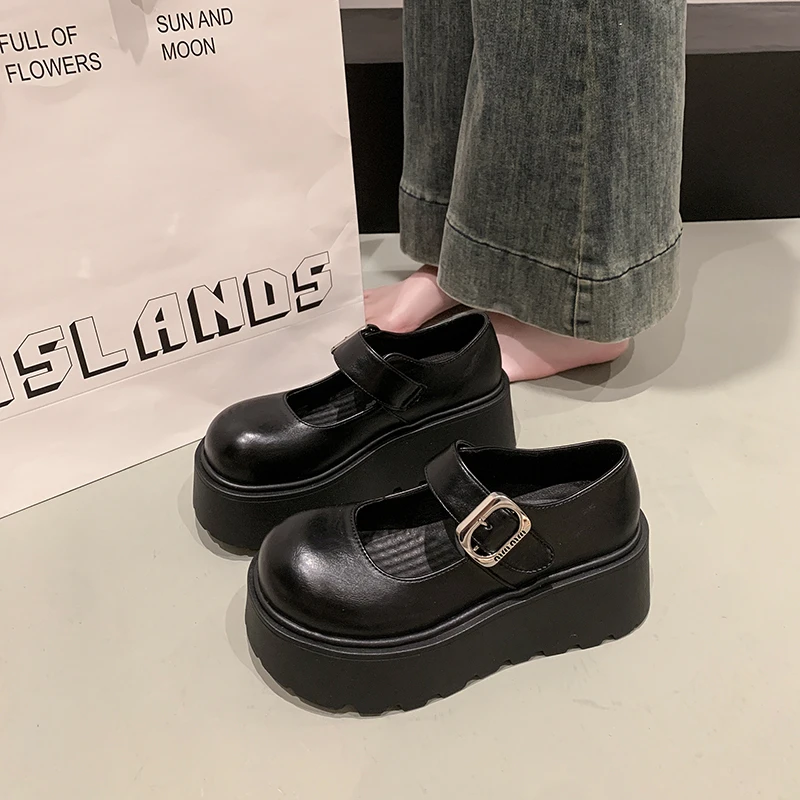 欧货网红超火日系单鞋女2025春季新款百搭配裙子7cm厚底玛丽珍鞋