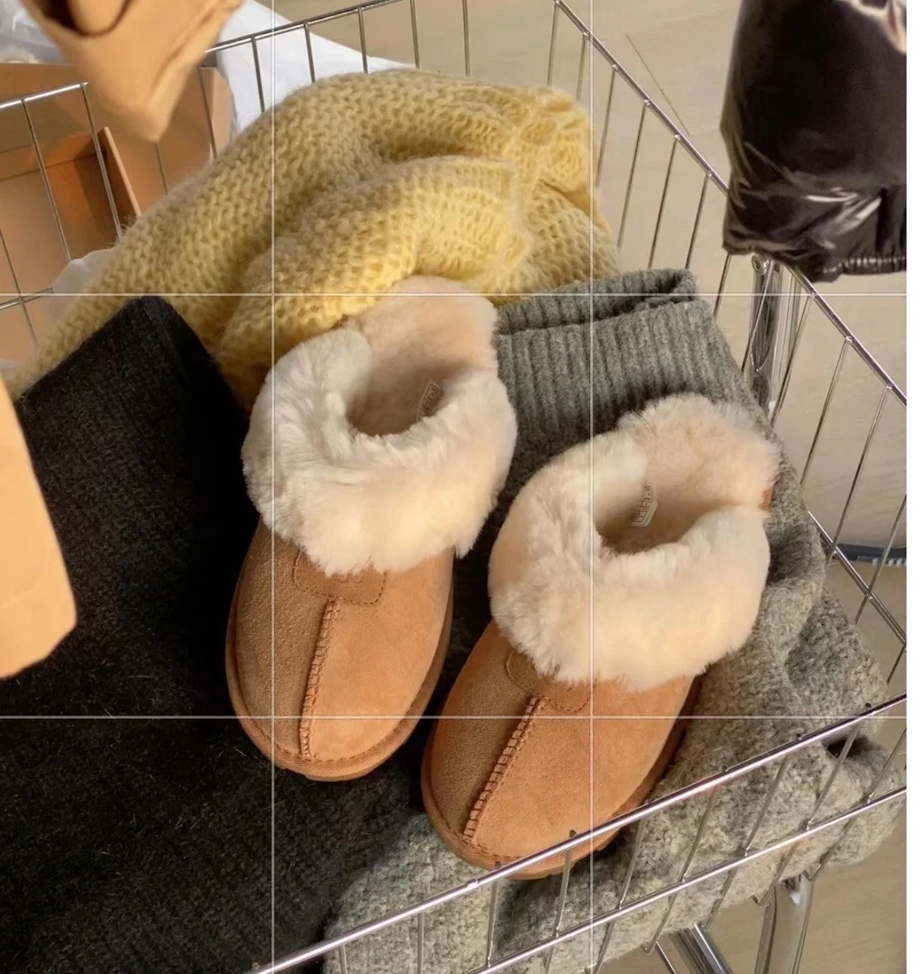 桑坡阿廷家薄底包头拖羊皮毛一体拖鞋冬季新款星拖休闲毛毛鞋