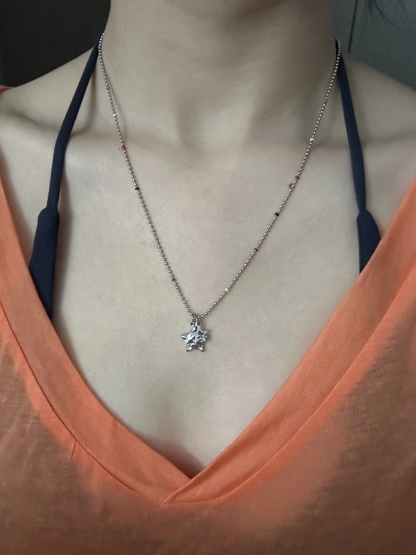 合金吊坠 甜美极简风爱心女首饰饰品设计感星星彩色项链