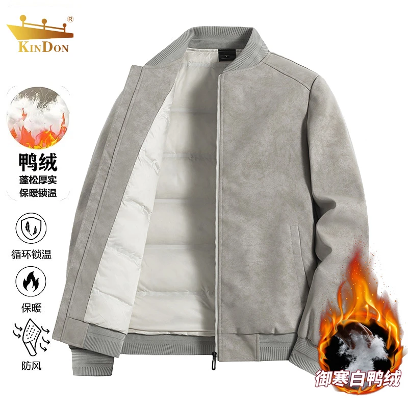 秋冬新款羽绒服棒球领夹克立领工装御寒潮流时尚宽松保暖皮衣外套