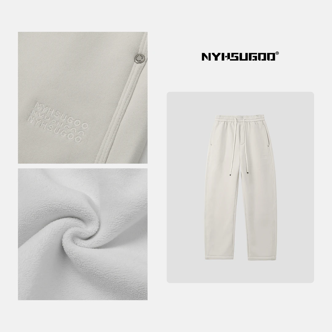 NYHSUGOO/南乙3427冬季美式字母抽绳卫裤男士新款加绒加厚休闲裤