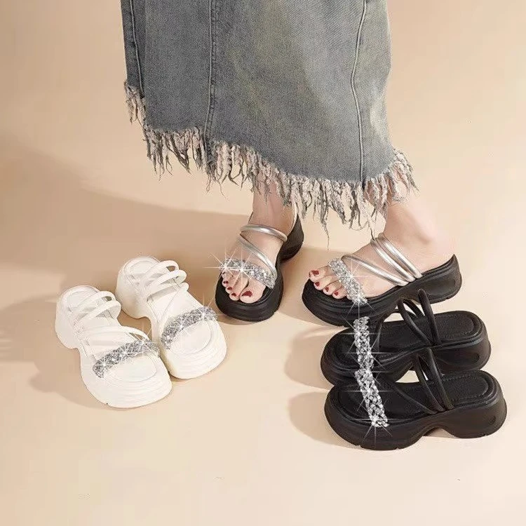 HUANGSHIFU百搭沙滩鞋小众外穿松糕厚底两穿凉鞋2025夏高跟鞋凉鞋