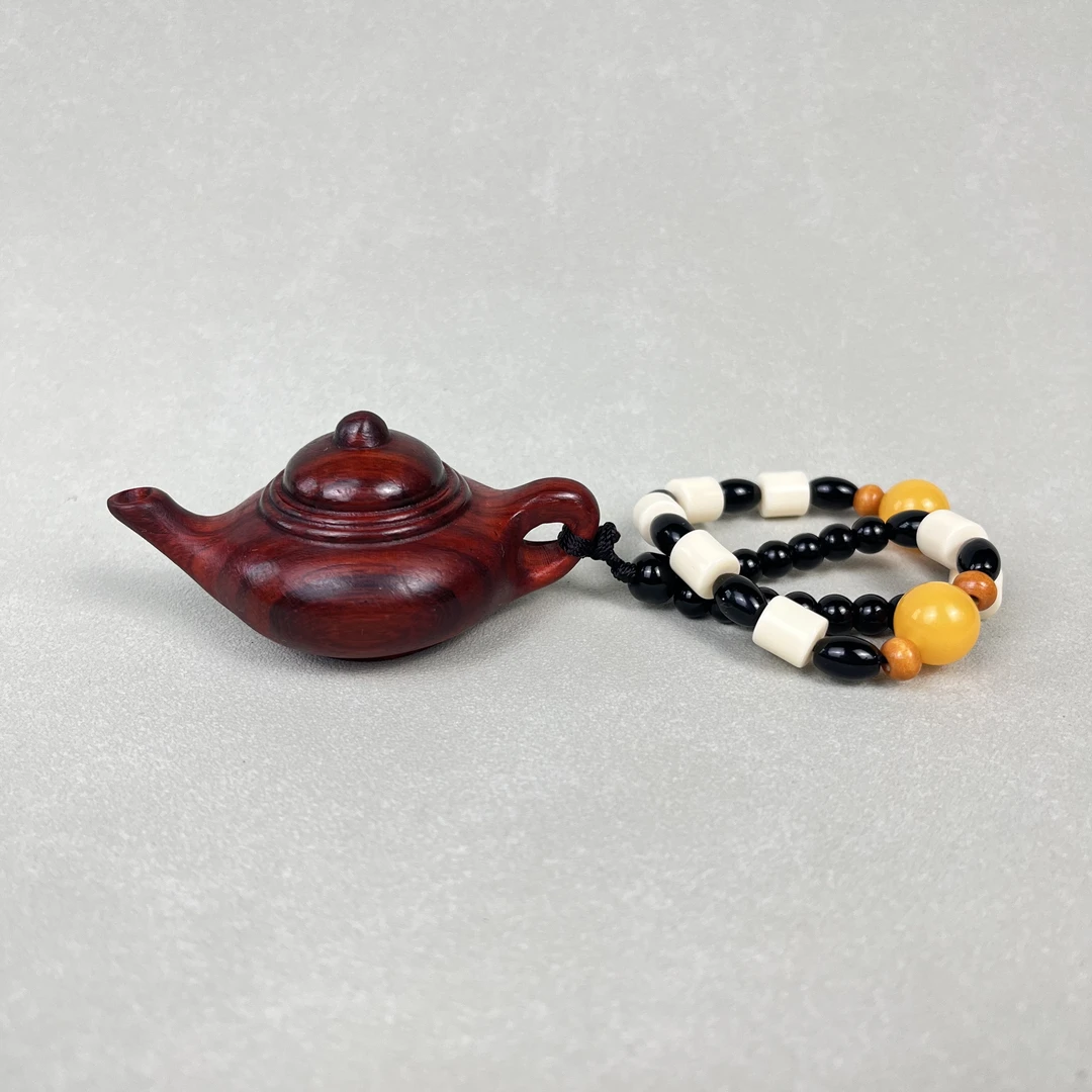 紫檀木雕刻（小水壶 把把胡）财神爷挂件古风纯手工手把件雕刻摆件
