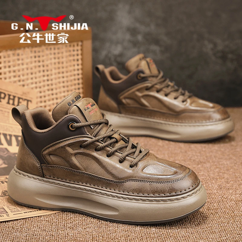 公牛世家2025秋季新款低帮潮流潮鞋运动休闲板鞋男士时尚百搭透气