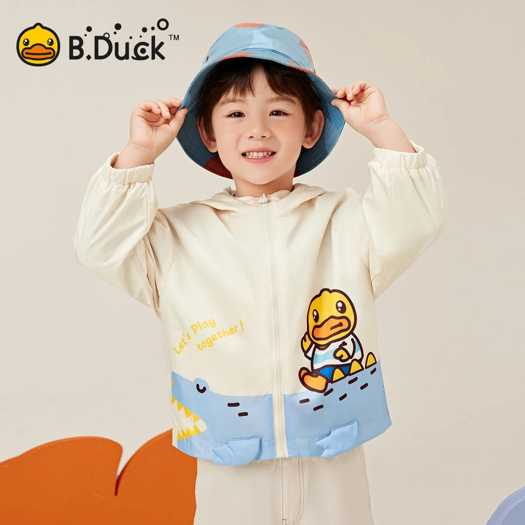 B.DUCK小黄鸭童装宝宝轻薄外套秋冬款儿童风衣外套卡通洋气风衣