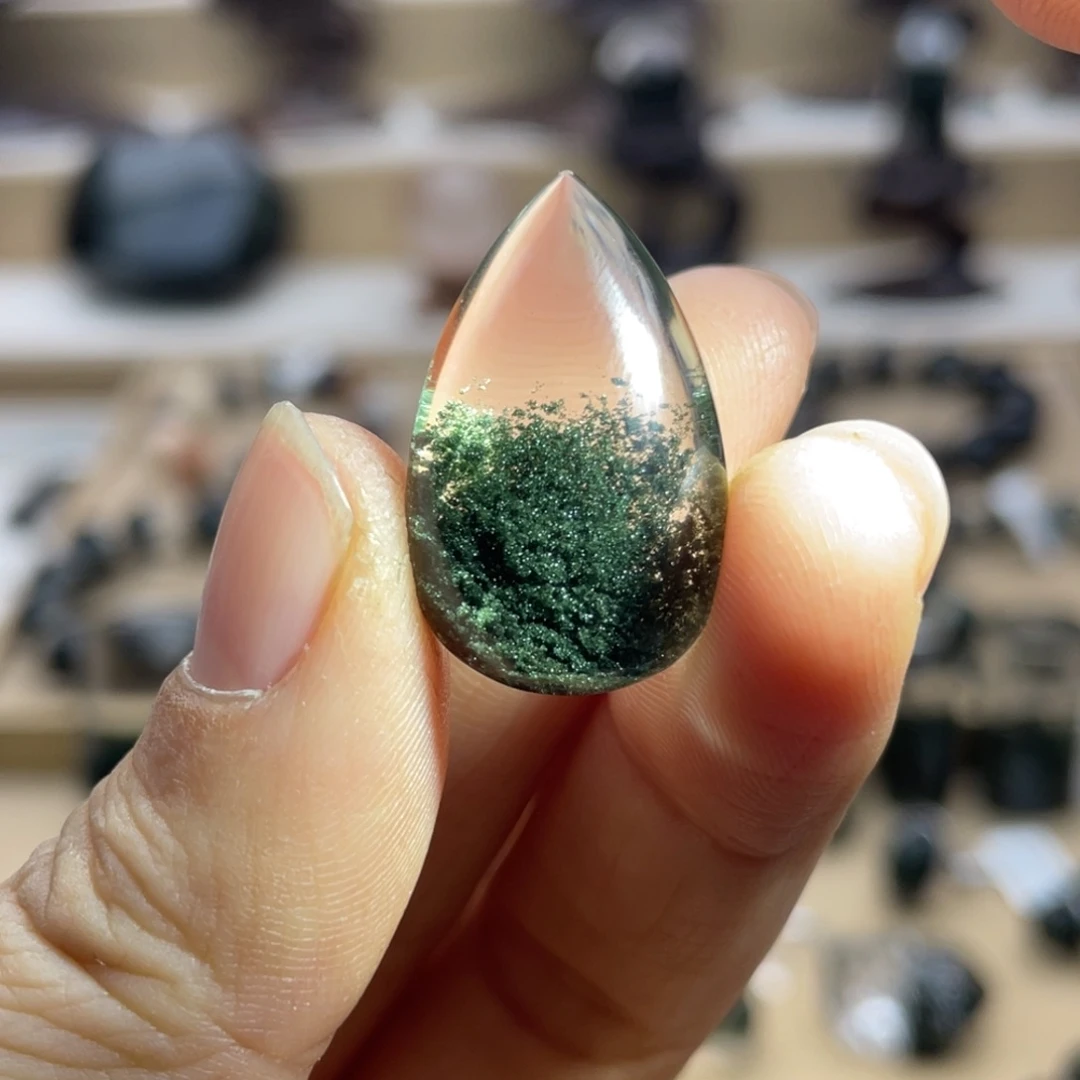 未镶嵌水晶颈饰绿幽灵聚宝盆水滴