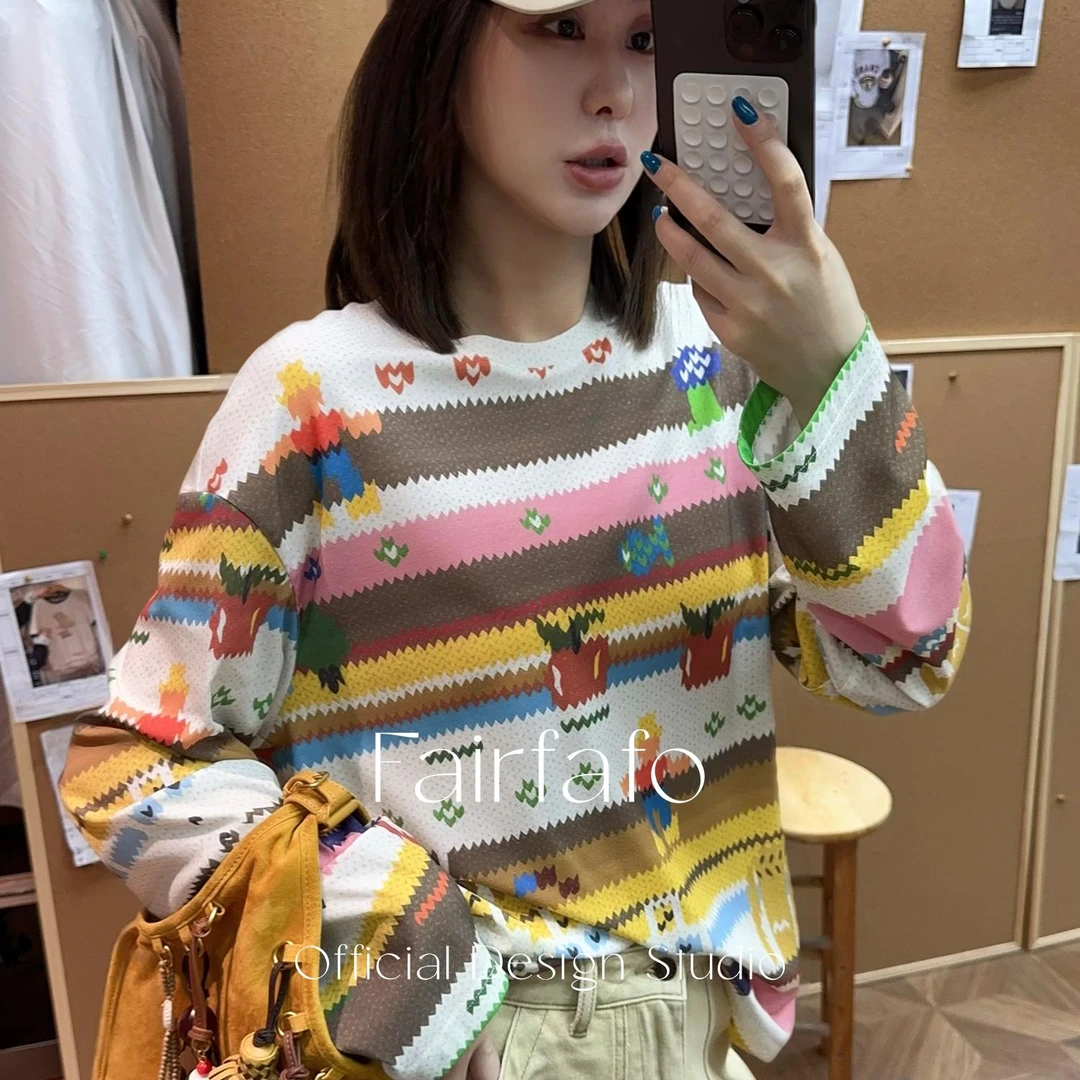 【像素多彩绘图长袖】夏季防晒新品撞色T恤CXCL55323