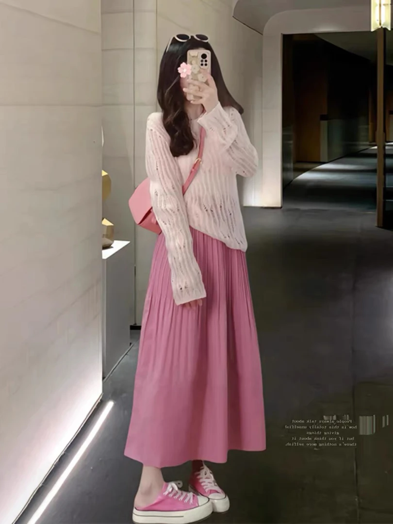 韩系氛围感chic别致穿搭2025初秋季新款女套装盐系超好看连衣裙子