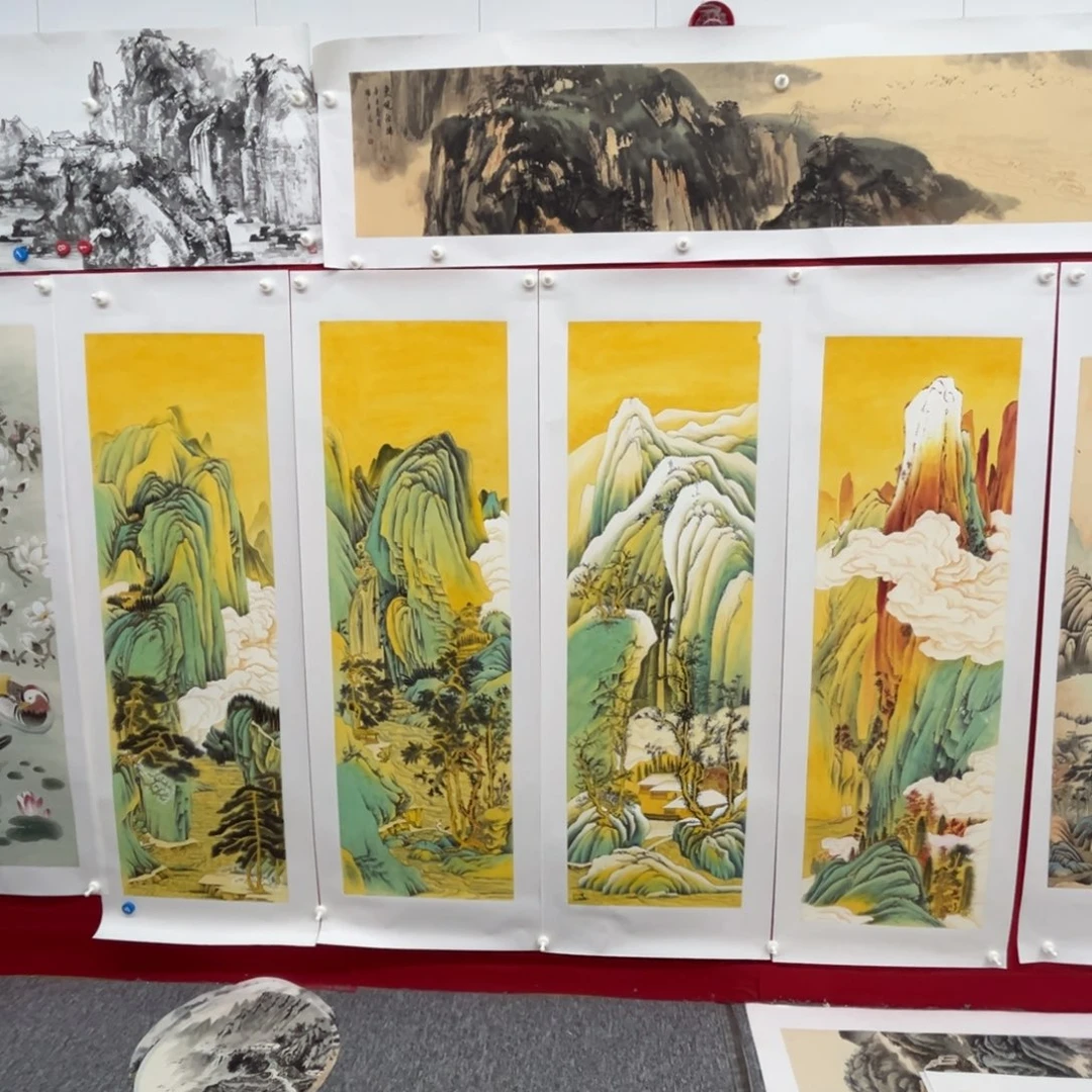 国画绘画作品多次参加全国4条屏