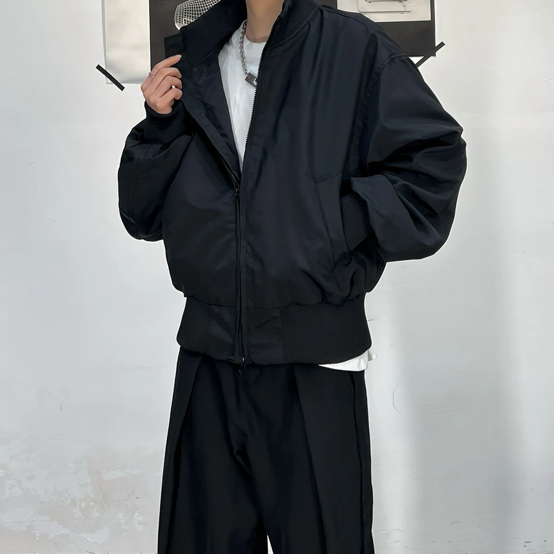 春秋季黑暗系外套男女同款简约百搭宽松个性vibe潮牌高街立领夹克