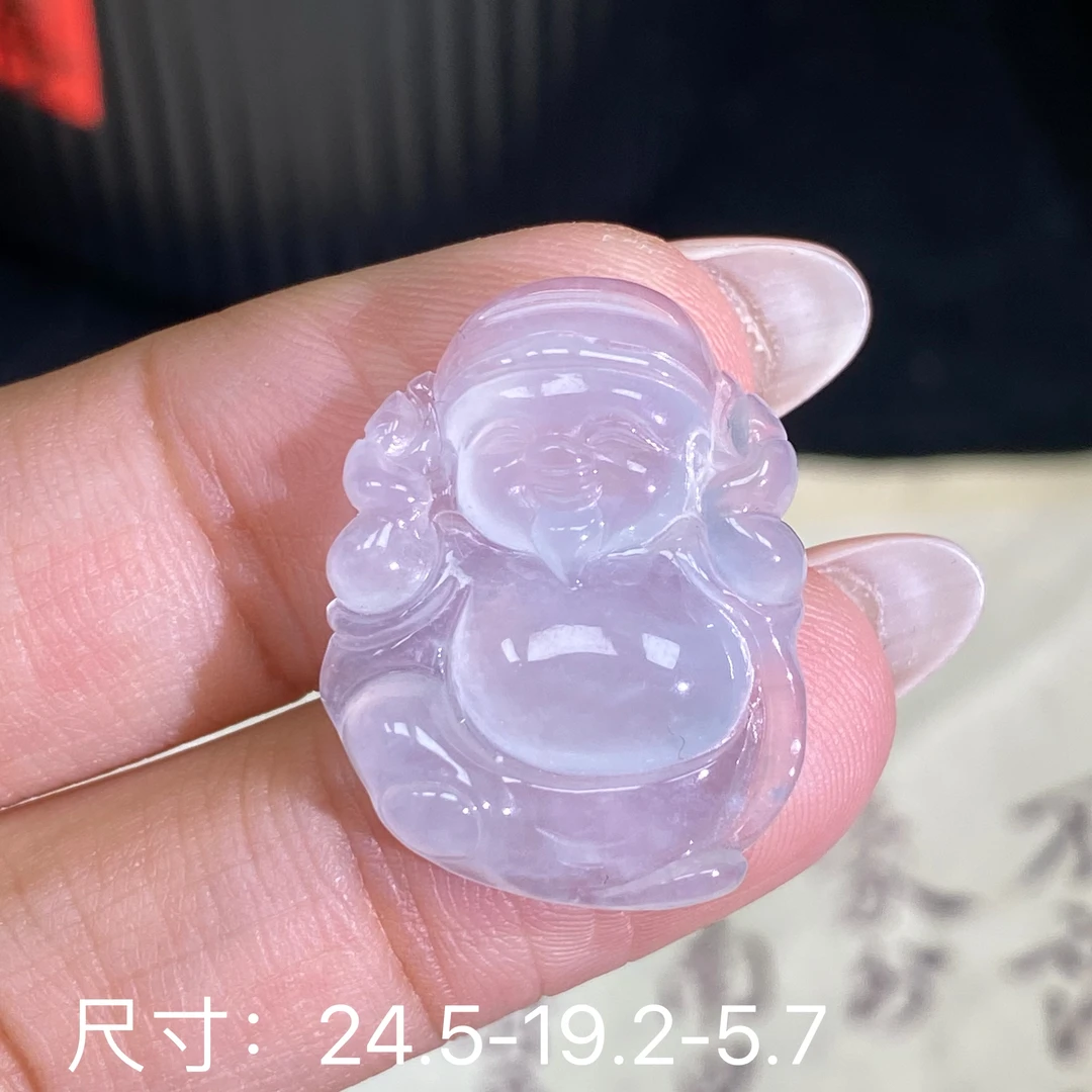 莱韵翡翠 白冰胶财爷爷 缅甸天然A货翡翠