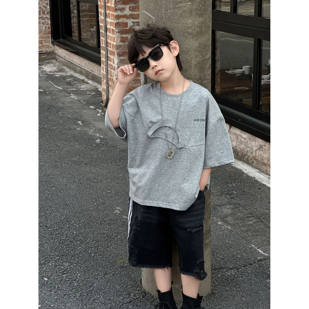 in 爱:qm童装儿童夏T恤男童休闲韩版短袖中小童潮范中袖上衣25230