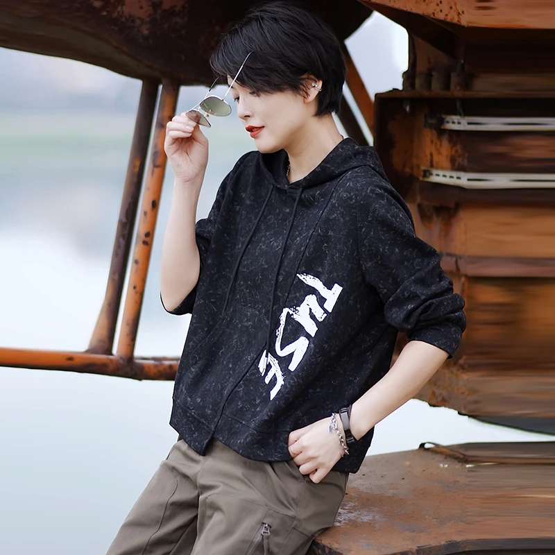 潮牌卫衣女薄款2025春秋季新款时尚百搭韩版连帽宽松短款休闲外套