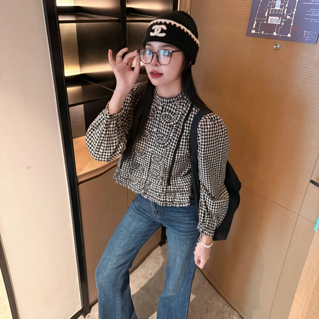 【古古】【白日幻想】超难做纯手工交织打圈花边小众长袖衬衫 G25666