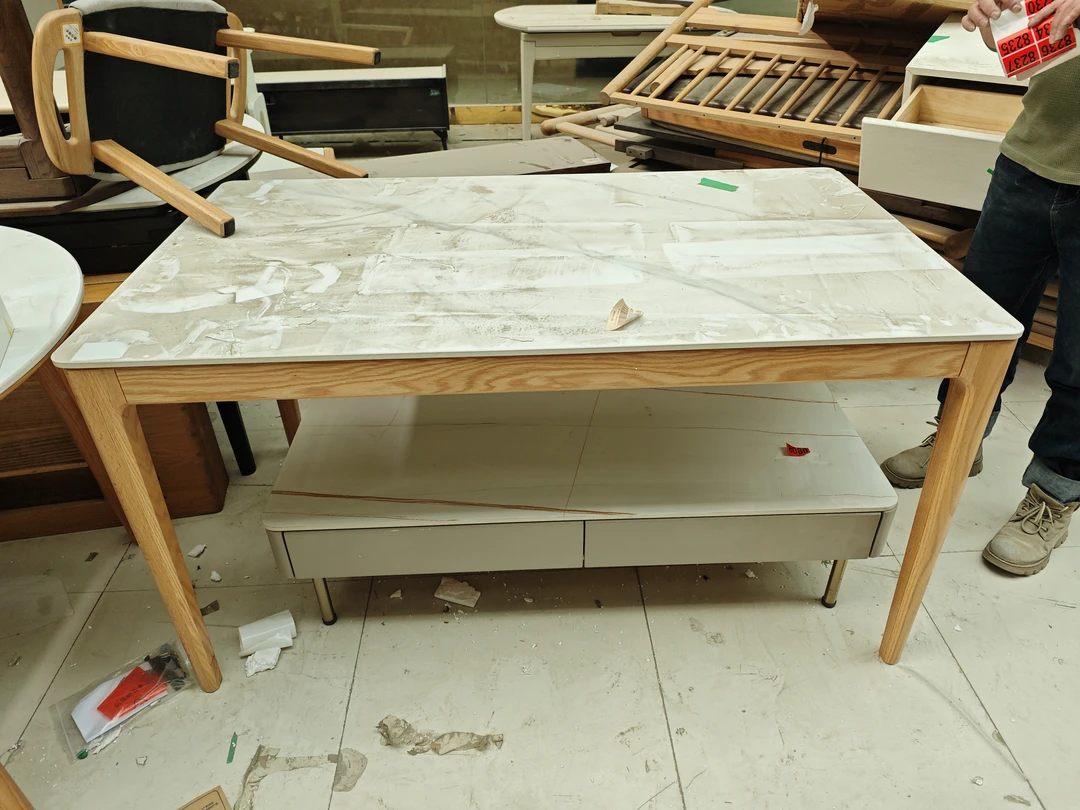 餐桌 橡木 岩板 140*80*75 瑕疵无售后 一号8230