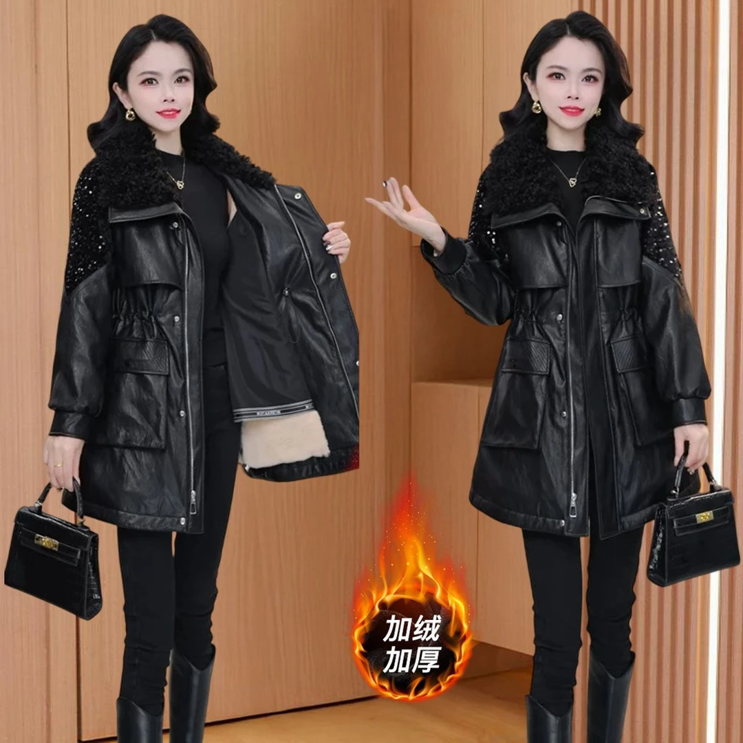 品牌小香风时尚派克服女2025秋冬新款加绒加厚妈妈装收腰洋气外套