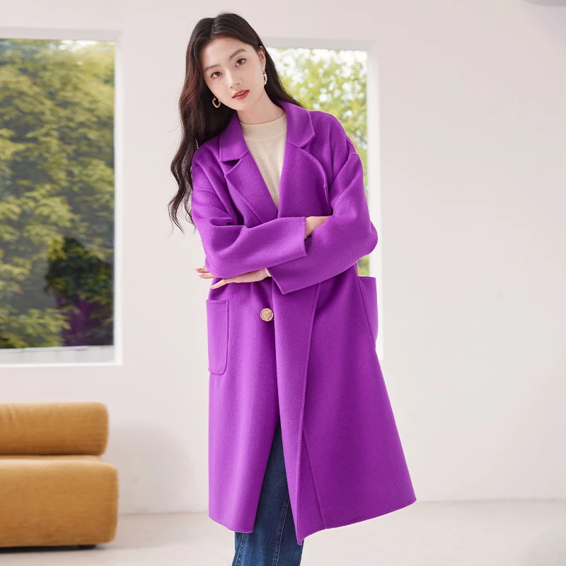 【李易行】V3112893毛呢外套 香影双面呢大衣女中长款年冬季新款