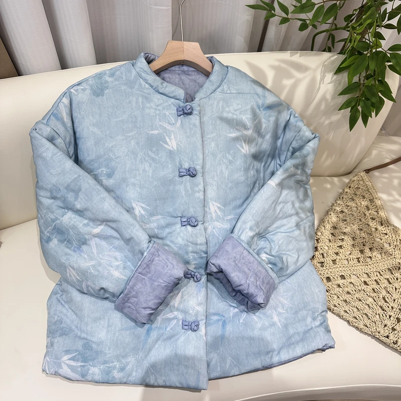 【青舍麻衣】2025款双面穿秋冬新款棉服盘扣长袖棉衣外套