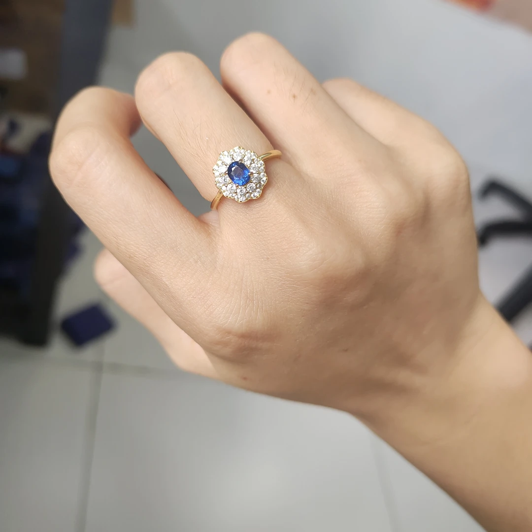 ［如一珠宝］高级贵气天然蓝宝石戒指