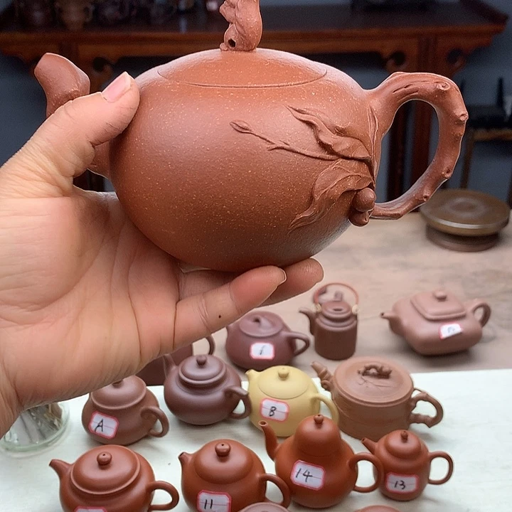 紫砂茶壶手工贴花450容量将坡泥
