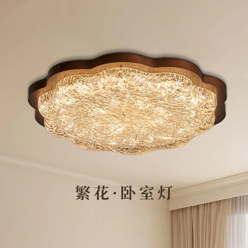 繁花卧室吸顶灯国风轻奢大气家用中古风卧室灯圆形花型创意灯具