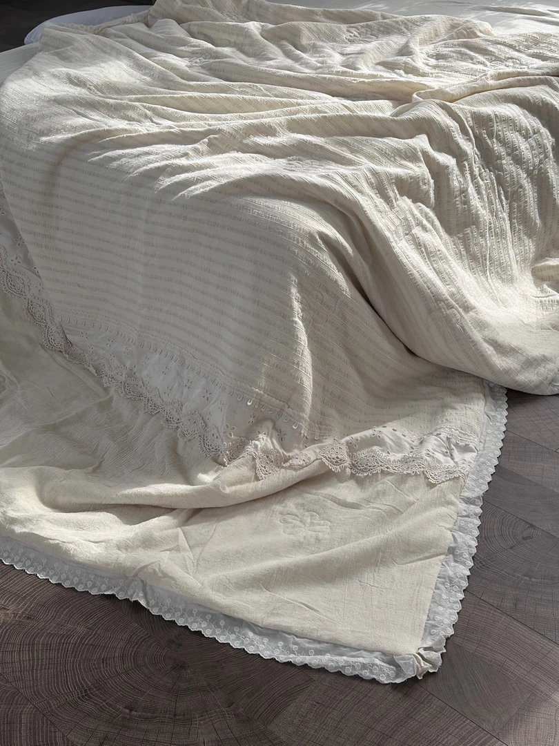 【超级红】眠悦-米白 棉麻多功能夏被被套