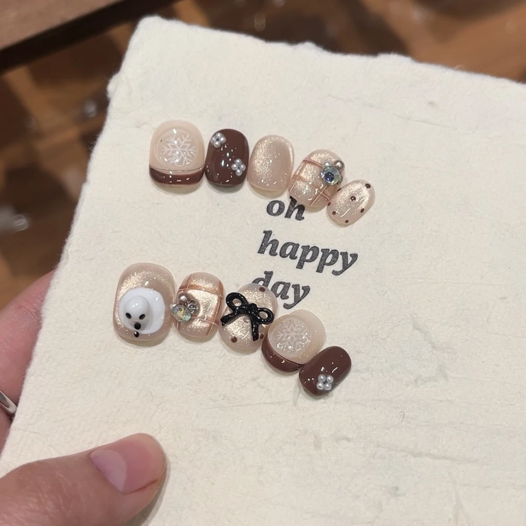 （四单包邮）冬季节日氛围感立体雪人可爱风格手工穿戴甲