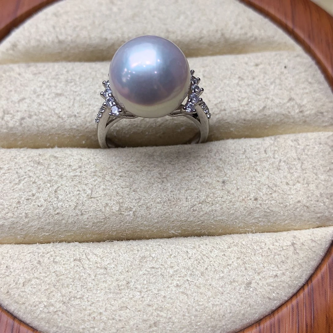 戒指银S925镶嵌淡水珍珠