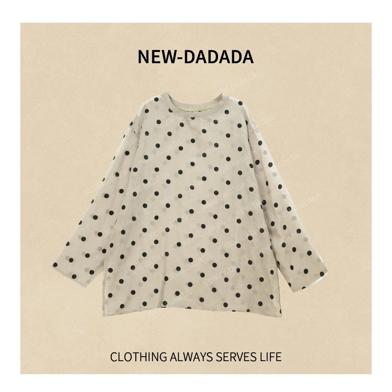 清清利达 NEW DADADA【星尘闪烁】休闲修身气质波点长袖上衣SCU2992