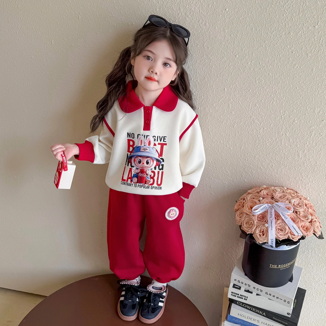 女童秋装套装2025新款4-6岁幼儿园潮款小童女宝春秋季洋气两件套