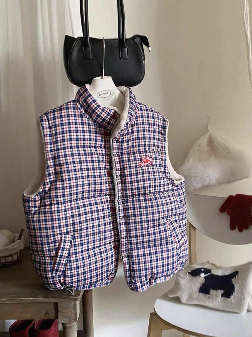 蓝紫色格子马甲111