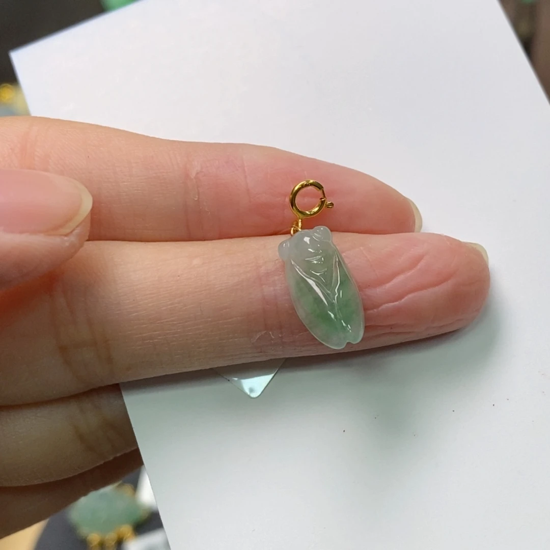 翡翠颈饰18K金镶嵌净货13918