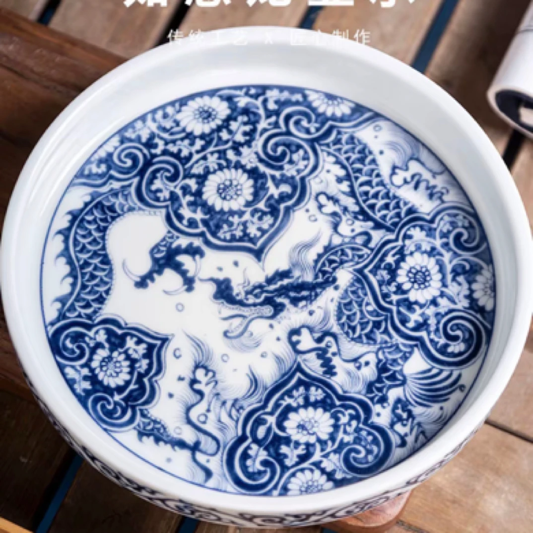 青花如意穿花龙壶承 茶具 茶盘干泡台