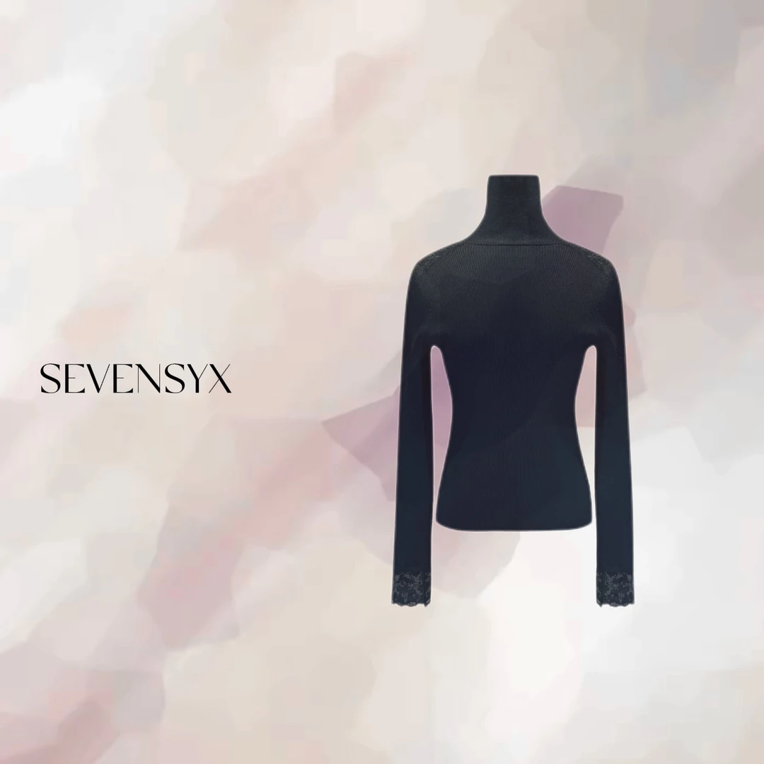 【蕾丝花边打底衫】修身 显瘦 软糯 针织衫  百搭 蕾丝 花边打底衫