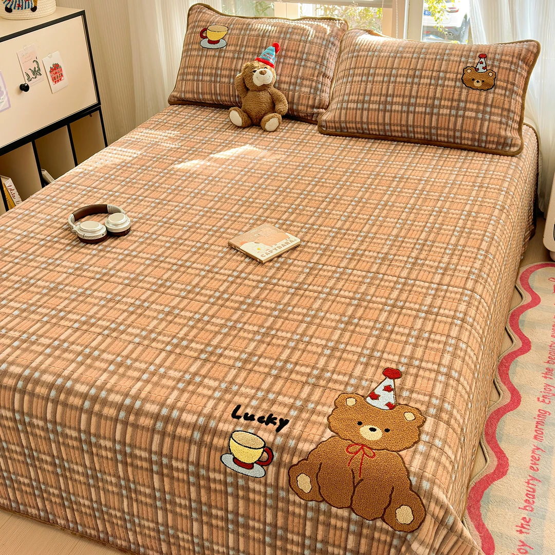 冬天加绒加厚牛奶绒床盖单件2026新款珊瑚绒夹棉床单榻榻米床护垫