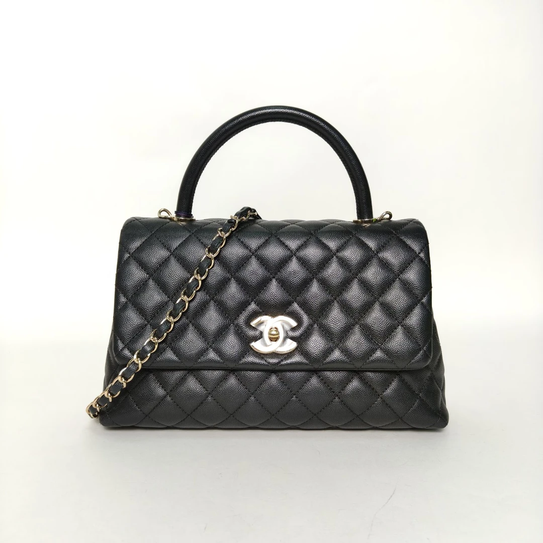 99新 Chanel/香奈儿 小花6枫 Coco Handle 中号 29cm 黑色 31开