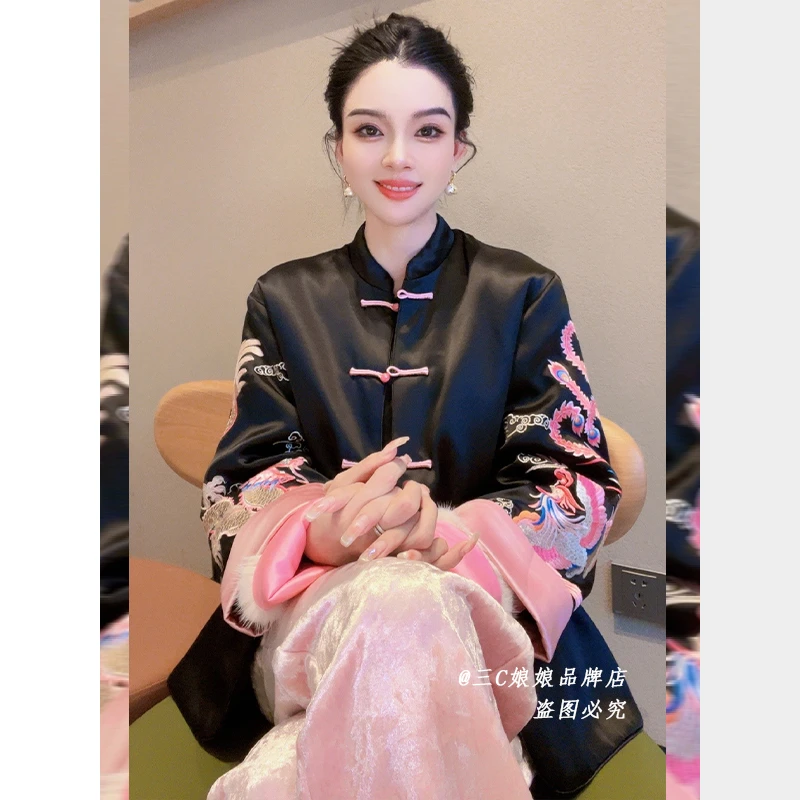 宸嫚三C娘娘13788 【比翼双飞】新中式国风时尚刺绣立领盘扣外套