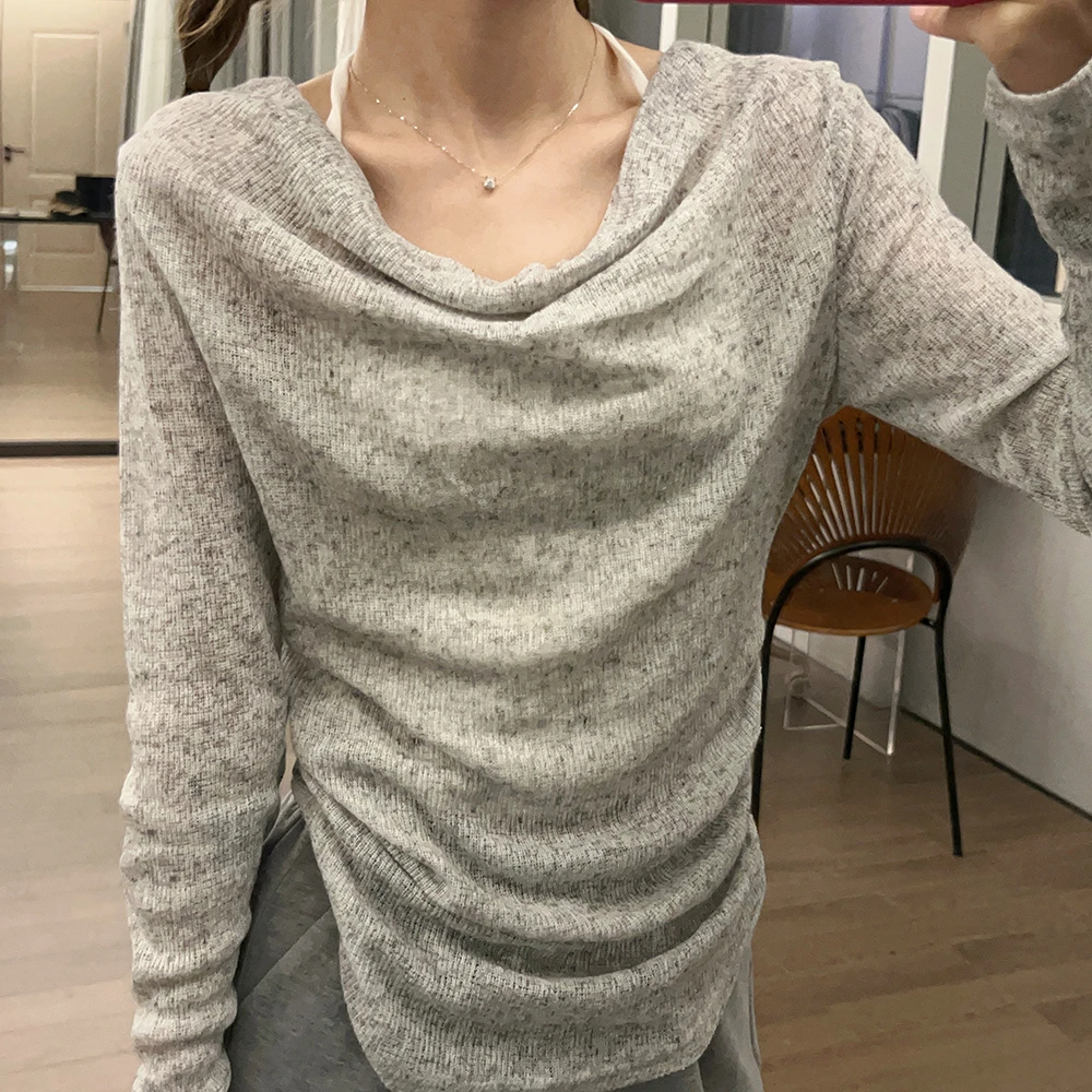 长袖T恤女两件套修身白色纯欲上衣503086