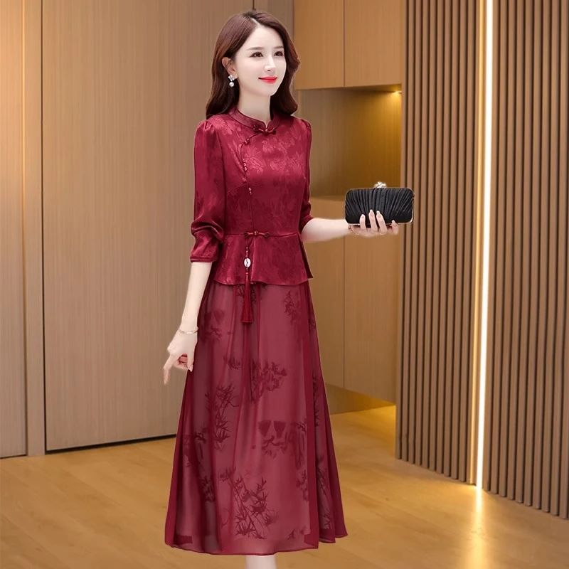 喜婆婆婚宴装礼服2025新款旗袍连衣裙高端轻奢高级感结婚长辈衣服